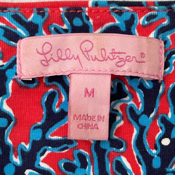 Lilly Pulitzer Jia Seashell Coral Print Stretch Jersey Dress Size M - Picture 5 of 11